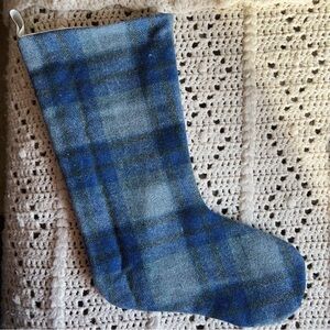 Handmade wool plaid Christmas stocking rustic cabin decor Cottagecore